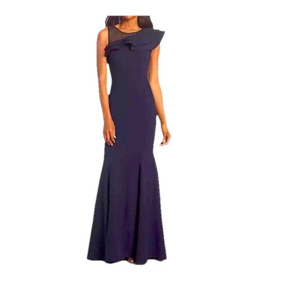 Eliza J Dresses & Skirts - Eliza J Ruffled One-Shoulder Illusion Gown Mother of the Bride Wedding Size 2